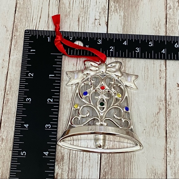 LENOX Sparkle and Scroll Multi-Crystal Silver-plate Bell Ornament - Picture 4 of 11